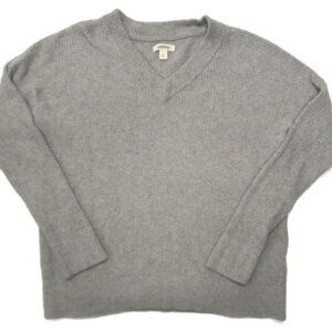Goodthreads Sweater Womens Medium V-Neck Gray Lambswool Cashmere Blend Pullover